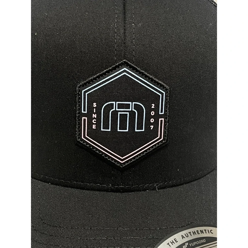 Travis Mathew Black Trucker Hat Cap Snap Back Mens One Size Mesh Patch PROMO